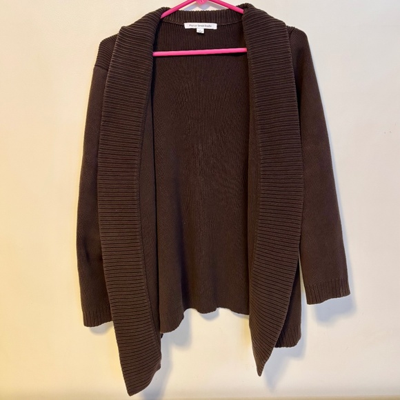 Mercer Street Studio Long Sleeve Open Front Shawl Cardigan Sweater Brown Size L - Picture 1 of 3
